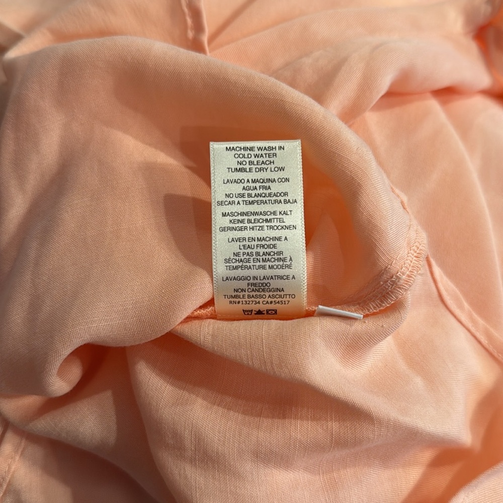 Cloth & Stone Anthropologie Peach Flutter Sleeve Button Front Blouse - Picture 9 of 9